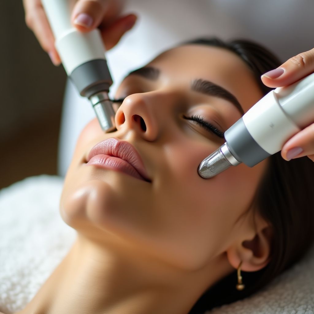 Advanced facial treatment being performed